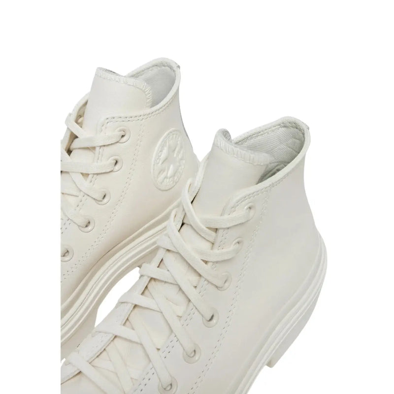 Converse Weiße Damen-Plateau-Stiefel aus Leder mit hohem Absatztop Design mit passenden Schnürsenkeln und klassischer Gummisohle