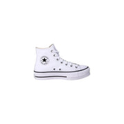Weiß Converse Damen-Polyurethan-Plateau-Hochtop Sneaker mit schwarzem Sternenlogo und Gummisohle