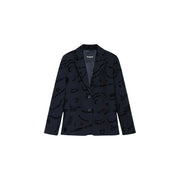 Dunkelblauer Desigual Damenblazer in Schwarz mit verspieltem Graffiti-Print aus elegantem Viskosemischgewebe