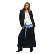 Schwarzer Damenblazer von Desigual mit strukturierter Silhouette, fallendem Revers und Viskosemischgewebe