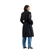 Desigual Damen-Trenchcoat-Blazer aus schwarzem Baumwoll-Lyocell-Hybrid mit strukturiertem Kragen und Taillengürtel, Vorderansicht