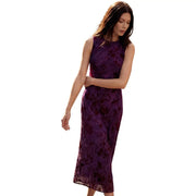Desigual Damenkleid mit Blumenmuster, lila, ärmellos, knielang, aus Polyester, mit dezentem floralem Spitzenmuster