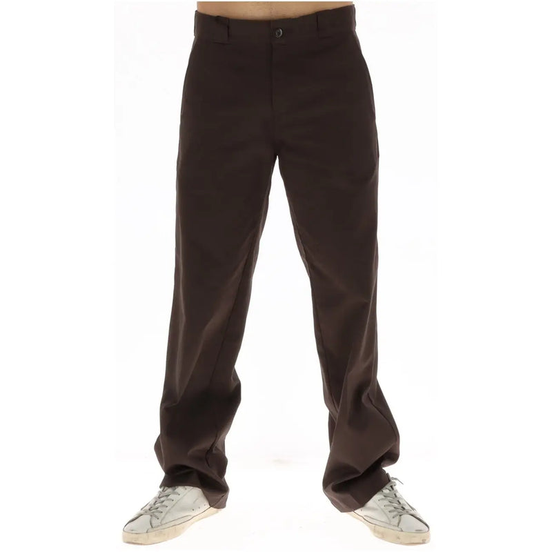 Dickies Schwarze Herren-Baumwollhose mit dunkelbraunem Chino-Stoff, geradem Bein und Gürtelschlaufen für Herbst und Winter
