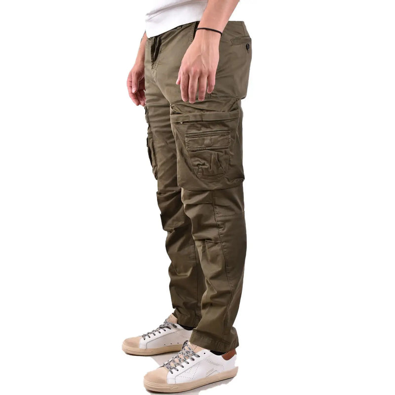 Diesel Grüne Herren-Cargohose aus Baumwolle mit mehreren Taschen und Kordelzugbund für die Freizeit.