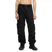 Diesel Schwarze Herren-Cargohose mit mehreren Taschen und elastischem Bund für Herbst und Winter