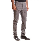 Dondup Herren-Baumwollhose mit Karomuster, schmaler Passform und dezenter Struktur des grauen Chino-Stoffs