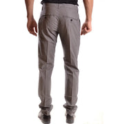 Dondup Graue Herren-Baumwollhose mit Karomuster, taillierter Passform und dezenten Ziernähten im Chino-Stil