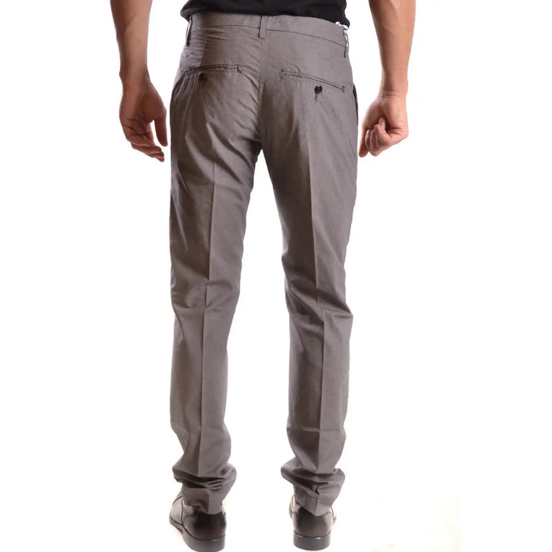 Dondup Graue Herren-Baumwollhose mit Karomuster, taillierter Passform und dezenten Ziernähten im Chino-Stil