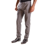 Dondup Graue Herren-Baumwollhose mit Karomuster, schmaler Passform und dezenten Bundfalten.