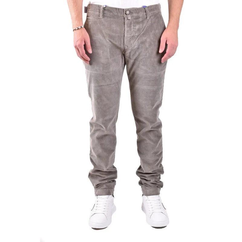 Dondup Graue Herren-Baumwollhose in schmaler Passform aus grauem Cord mit umgeschlagenen Säumen für einen stilvollen Freizeitlook
