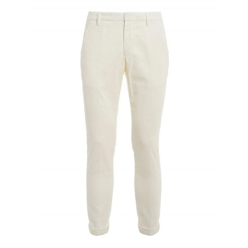 Dondup Herren-Baumwollhose in Grau mit cremefarbenen, schmal geschnittenen Chinos, klarem, tailliertem Design und Bügelfalten