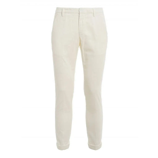 Dondup Herren-Baumwollhose in Grau mit cremefarbenen, schmal geschnittenen Chinos, klarem, tailliertem Design und Bügelfalten
