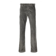Dondup graue Herren-Baumwollhose aus dunkelgrauem Cord mit klassischem geradem Bein und umgeschlagenen Säumen