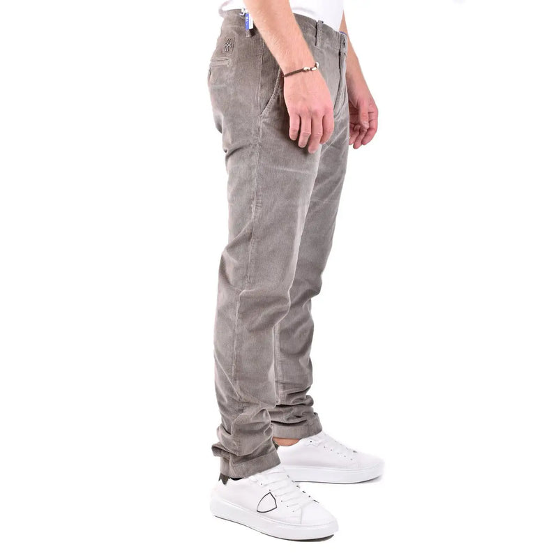 Dondup Graue Herren-Cordhose aus Baumwolle mit dezenter, vertikaler Rippstruktur und klassischer, schmal zulaufender Passform