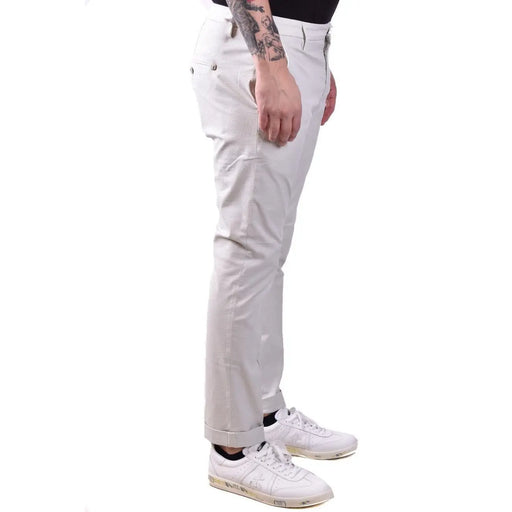 Dondup Herren graue Baumwollhose mit schmal geschnittenem hellbeigem Chino-Hosenteil und dezenten Bundfalten, die von vorne sichtbar sind