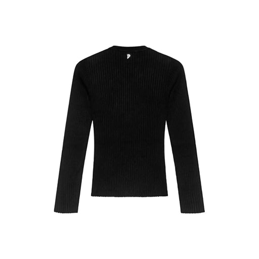 Schwarzer, gerippter Langarmpullover mit Rundhalsausschnitt aus Viskosemischung von Dondup Damen-Strickjacken-Kollektion