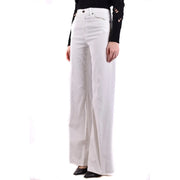 Dondup Weiße, hochgeschnittene Damenjeans mit weitem Bein aus Baumwollmischgewebe und gerader, klarer Silhouette