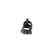 Schwarze Ledersandalen mit Schnalle für Damen von Dr. Martens, von hinten gesehen