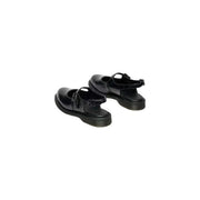 Dr. Martens Damen-Sandalen aus schwarzem Lackleder mit Schnalle, dicker Gummisohle und Schnallenriemen