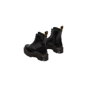 Schwarze Dr. Martens Damen-Schnürstiefel aus Leder, Größe 4, Abbildung der Rückseite mit Ziernähten