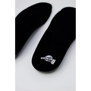 Schwarze Dr. Martens Damenschuhe aus Polyester, die die Rückseite mit strapazierfähigem Material und klassischem Design zeigen.