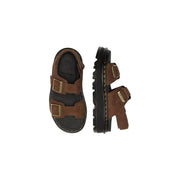 Dr. Martens Damen-Sandalen aus braunem Leder im Zebzag-Stil, die die Rückseite des Schuhwerks zeigen