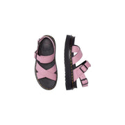 Dr. Martens Damen-Sandalen Voss II aus rosa Leder mit Schnalle, schwarzen Gummisohlen und verstellbaren Riemen