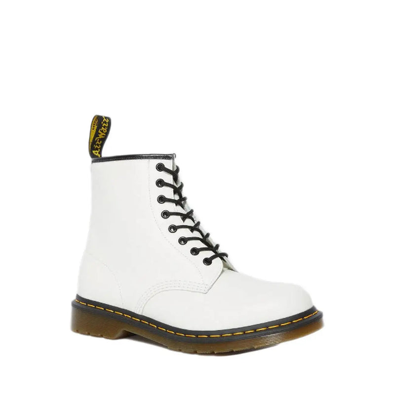 Dr. Martens women’s white leather lace-up boots