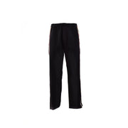 Dsquared Schwarze Herren-Sporthose aus Baumwollmischgewebe mit weiß-rot gestreiften Seiteneinsätzen.