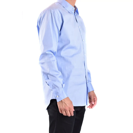 Dsquared2 Herrenhemd aus blauer Baumwolle mit langen Ärmeln, klassischem Kragen und Manschetten in klassischer Passform