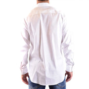 Dsquared2 Herren-Baumwollhemd, weiß, klassisch, langärmelig, mit knackigem Kragen und Knopfleiste