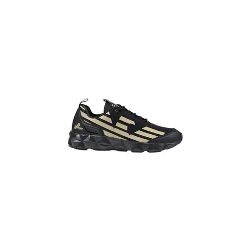 Black and beige geometric athletic shoe for men featuring modern design and comfort