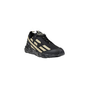 Ea7 Schwarze und beige Herren-Sneaker mit strukturiertem Mesh-Obermaterial, markantem Streifenlogo und klobiger, geometrischer Sohle