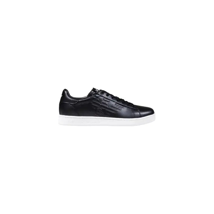 Black leather sneaker with a white sole, stylish and comfortable footwear option