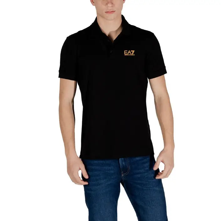 Ea7 Men Black Polo Shirt showcasing a stylish black design for casual wear
