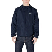 Navy hooded jacket featured in Ea7 Men White Blazer with Zip and Front Pockets