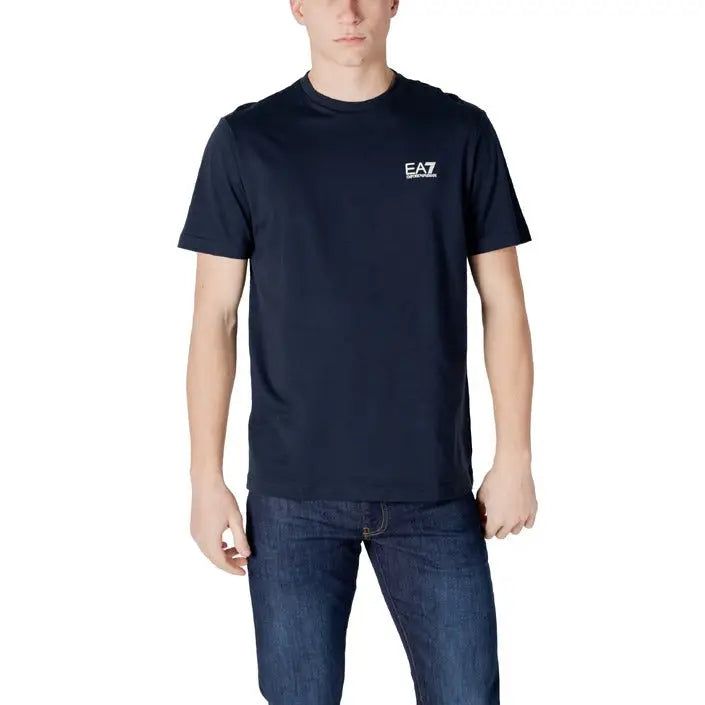 Navy blue t-shirt from EA7 Men’s White Cotton T-Shirt collection for stylish casual wear
