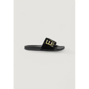 Black slide sandal with gold logo from EA7 Women Slip-On White Slippers for Spring/Summer