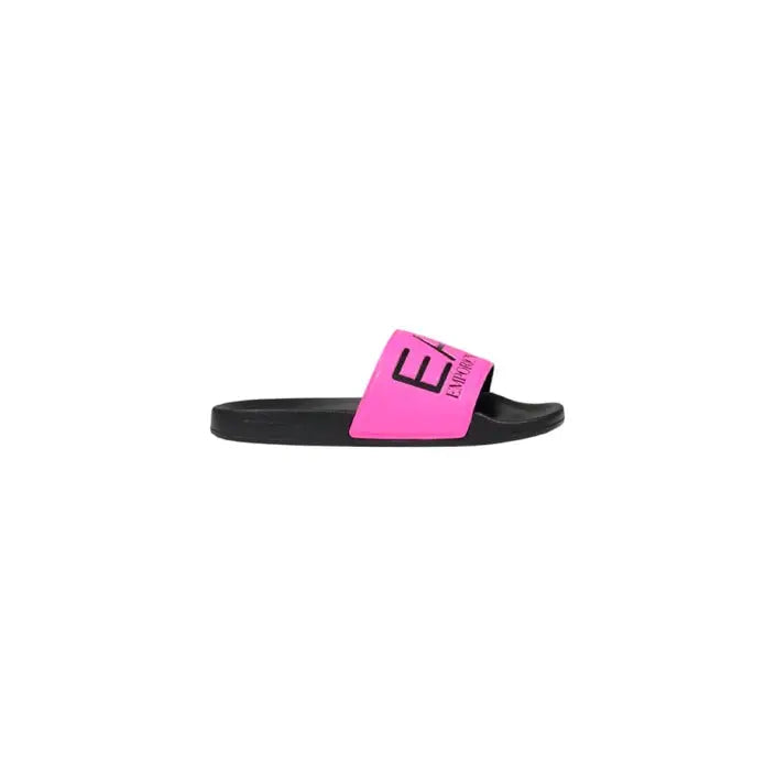 Pink and black slide sandal featured in EA7 Women Slip-On White Slippers for Spring Summer
