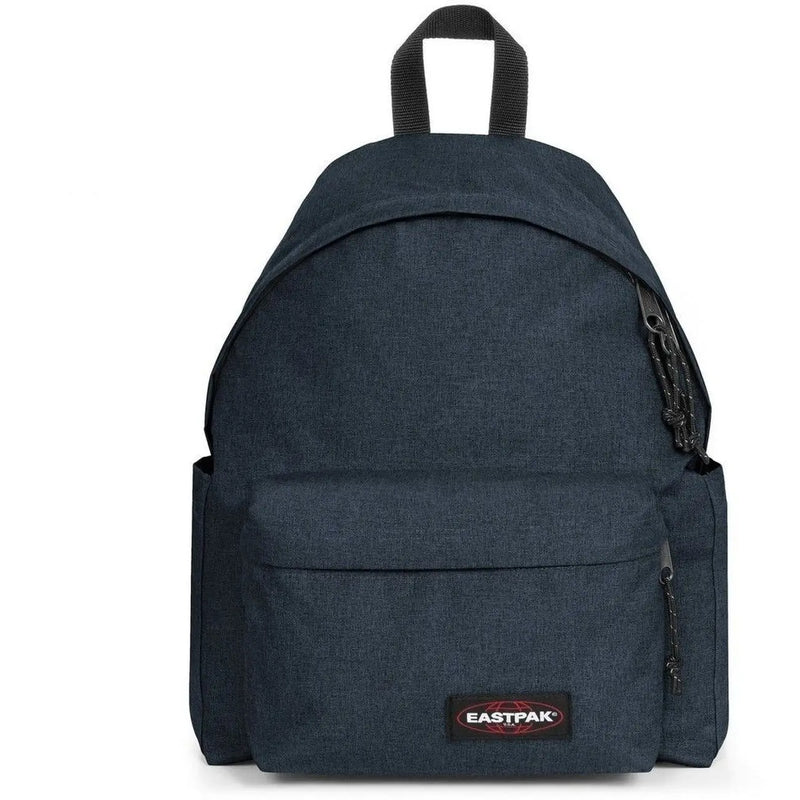 Dunkelblauer, strukturierter Eastpak-Herrenrucksack mit schwarzen Reißverschlüssen top Griff, grüne Polyamid-Reißverschlusstasche, 40 x 30 x 18
