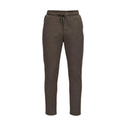 Gianni Lupo Herren braune Baumwoll-Stretchhose mit dunkelolivgrünem Jogginghosen-Schnitt, elastischem Bund und Kordelzug