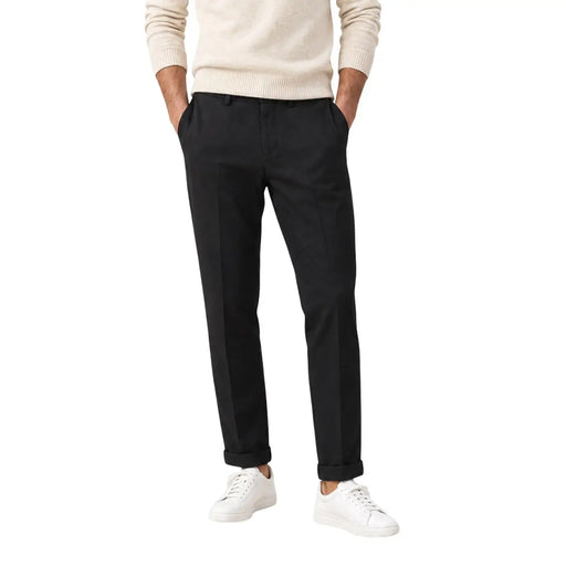Schwarze, schmal geschnittene Herrenhose mit umgeschlagenen Säumen aus Polyester von Gianni Lupo Freizeitkleidung