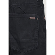Rückseite Gianni Lupo Schwarze Herren-Jeans aus Baumwoll-Denim mit dezenter Struktur und metallischem Markenlogo an der Tasche