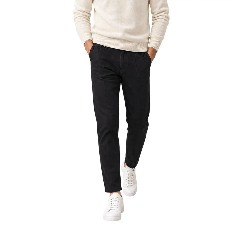 Schwarze, schmal geschnittene Baumwollchinos gianni lupo Herrenhose mit dezenter Struktur und klassischem Fünf-Taschen-Design
