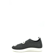 Schwarzer Damen-Sneaker von Giuseppe Zanotti aus Nylon zum Hineinschlüpfen mit schwarzem Glitzer-Obermaterial, weißer Sohle und silbernen, verzierten Augendetails