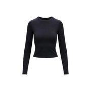 Guess active Schwarzes, langärmeliges Crop-Top aus Viskose für Damen top mit dezentem, gesticktem Logo auf der Brust