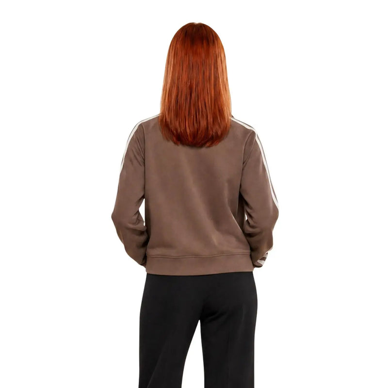 Guess Active Braune adidas Damen-Trainingsjacke mit weißen Ärmelstreifen aus Polyestergemisch für die Freizeit