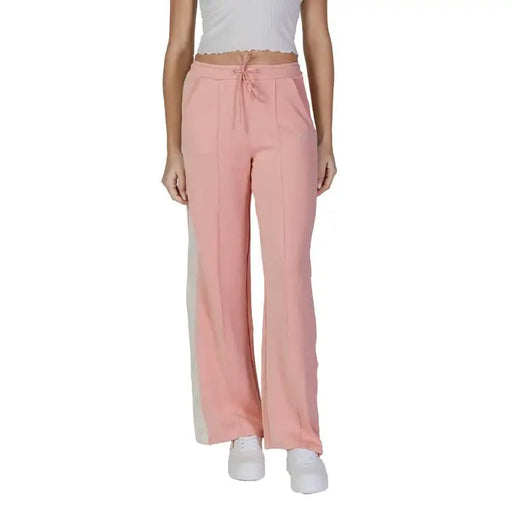 Pink wide-leg drawstring trousers with front pockets by Guess Active for women