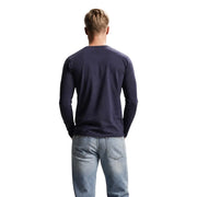 Guess Blaues Herren-T-Shirt aus Baumwolle in schmaler Passform mit marineblauem Langarmdesign aus weichem Baumwollstoff