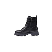 Guess Schwarze Damen-Ankle-Boots aus Polyurethan im Combat-Stil mit klobiger Sohle und seitlichem Reißverschluss.